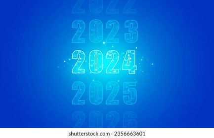 Abstract technology Count the years polygon Happy New Year 2024 of symbol Hitech communication concept of private key digital world, vector design. 