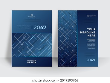 Resumen de la cubierta de la tecnología con placa de circuito. Concepto de diseño de folletos de alta tecnología. Diseño de negocios Futurista. Fondo tecnológico moderno azul oscuro