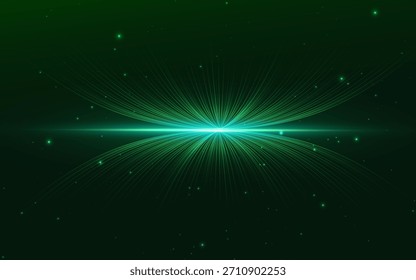 Abstractas líneas de curva de tecnología fondo verde Innovación del concepto de comunicación de Hitech, movimiento de velocidad. Ilustración vectorial 