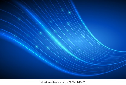 abstract technology curve lines pattern and glowing glitter on dark blue color background