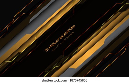 Abstract technology cyber circuit yellow grey metallic slash speed design modern futuristic background vector illustration.
