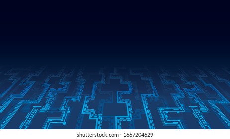 Abstract technology dark background with blue luminous lines