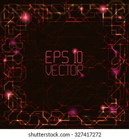 Abstract technology dark red background with wires