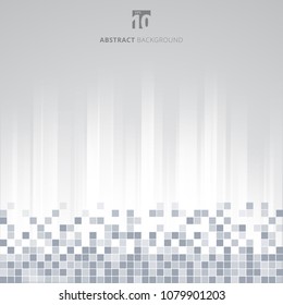 Abstract technology data pixel squares pattern on white striped straight background. Vector illustration