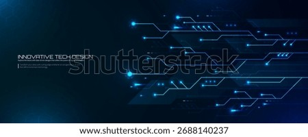 Abstract Technology Design with Blue Circuit Lines and Digital Connections