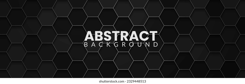 Abstract technology design on a dark polygonal background. Futuristic hexagonal texture in black color