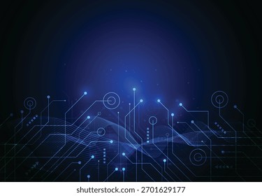 Fondo digital de tecnología Abstractas con placa de circuito y conexión de red de placa base Electrónica. Ilustración vectorial