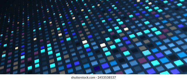 Abstract Technology Digital Circles of Particles. Futuristic Background. Big Data Visualization. Cyber Concept. Vector Art.