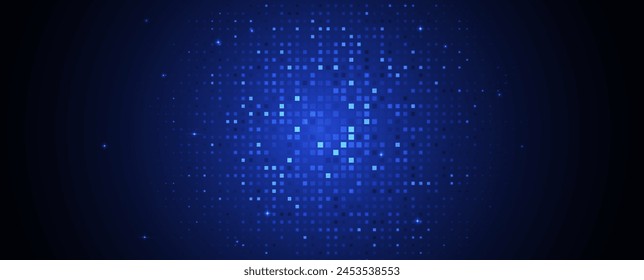 Abstract Technology Digital Circles of Particles. Futuristic Background. Big Data Visualization. Cyber Concept. Vector Art.