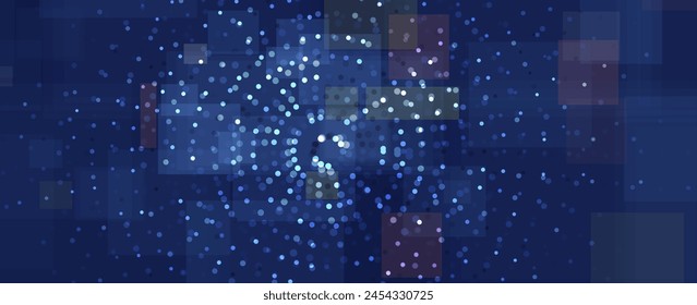 Abstract Technology Digital Circles of Particles. Futuristic Background. Big Data Visualization. Cyber Concept. Vector Art.