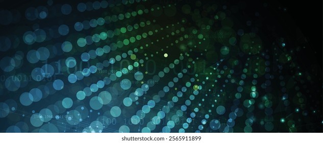 Abstract technology Digital circles of particles. Futuristic background. Big data visualization. Cyber concept. Vector art.