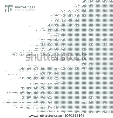 Abstract technology digital data square gray pattern pixel background. Vector graphic illustration
