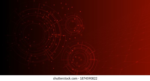 Resumen de tecnología concepto de fondo futurista digital.rojo oscuro con varios elementos de tecnología Concepto de comunicación de alta tecnología espacio vacío para texto.minimalismo futurista digital.Vector.