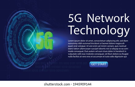 Abstract technology digital futuristic background concept design, 5G Technology landing page, Vector