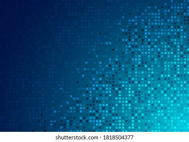 Abstrakte Technologie digitale futuristische Konzept blaue leuchtende Pixel Hintergrund und Textur. Quadratisches Muster. Vektorgrafik