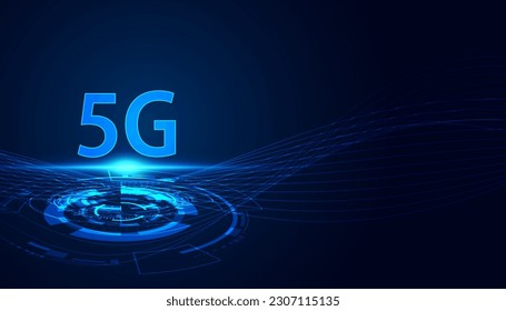Abstrakte Technologie digitales futuristisches Konzept 5g drahtlose Kommunikationstechnologie Netzwerk Verbindung High-Speed Internet-Kommunikation auf modernem Hintergrund
