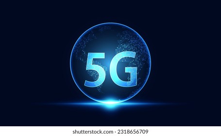Resumen tecnología concepto digital futurista mundo 5 g tecnología de comunicación inalámbrica conexión de red de alta velocidad comunicación a internet en un fondo moderno