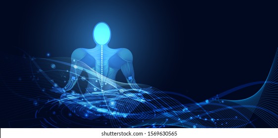 Abstract technology digital health medical concept human digital background on hi tech blue healthcare.Vector Illustration.