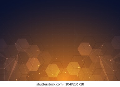 Abstract technology digital hi tech hexagons with polygonal shapes concept background. Illustration Vector design.