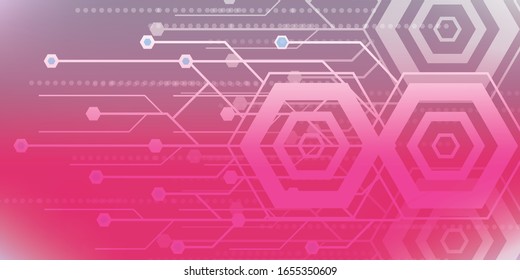 Abstract technology digital hi tech hexagons concept background. Space for your text
