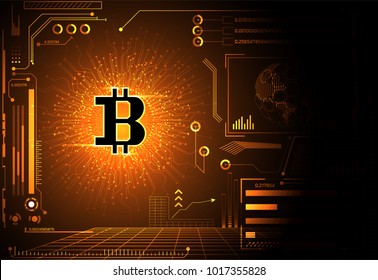 Abstract technology digital money ui futuristic Concept future Golden bitcoin digital currency interface hologram elements of digital data chart,communication,technology,  network.vector illustration