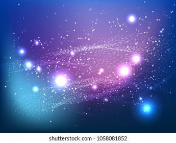 Abstract Technology Digital Particle Waves.wavy structure made of shuffled round particles.swoosh colorful wave modern stream background.Transparent Wavy Veil.Random rippled curved shape.for Design