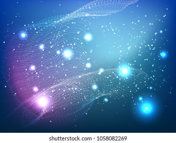 Abstract Technology Digital Particle Waves.wavy structure made of shuffled round particles.swoosh colorful wave modern stream background.Transparent Wavy Veil.Random rippled curved shape.for Design