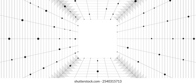 Abstract Technology Digital Particles. Futuristic Background. Big Data Visualization. Cyber Concept. Vector Art.
