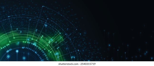Partículas digitales de Tecnología Abstractas. Antecedentes futuristas. Visualización de Big Data. Concepto Cibernético. Arte vectorial.
