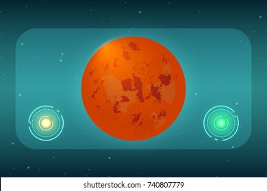 Abstract  technology  display with planet mars.  Trendy geometric elements. Design.  Vector illustration. 