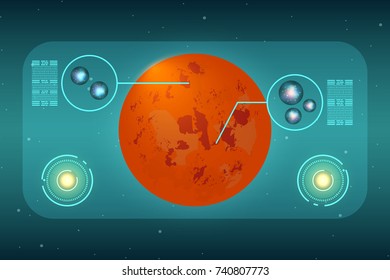 Abstract  technology  displayed useful material on planet mars.  Trendy geometric elements. Design.  Vector illustration. 