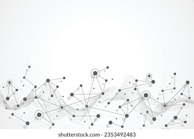 Abstract technology dot and line connection digital global business concept design background. Social network communication. Vector illustration