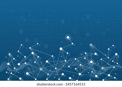 Abstract technology dot and line connection digital global business concept design background. Social network communication. Vector illustration