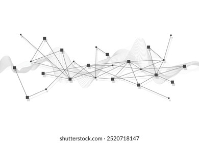 Tecnologia abstrata conexão de ponto e linha plano de fundo de projeto de conceito empresarial global digital. Comunicação em rede social. Ilustração vetorial