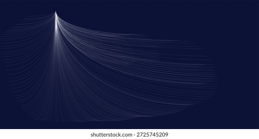 Tecnologia abstrata onda dupla de partículas. Visualização de Big Data. Fundo escuro vetorial com pontos e linhas de movimento. Inteligência artificial.