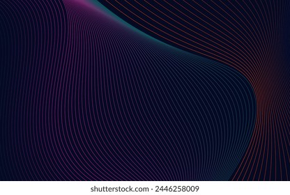 Abstract technology with dynamic wavy lines background illustration in minimalist style