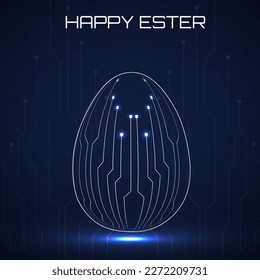 Abstract technology Easter eggs with circuit board. Happy Easter Egg