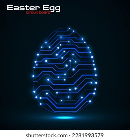 Abstract technology Easter eggs with circuit board. Happy Easter Egg