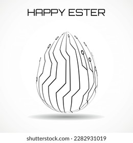 Abstract technology Easter eggs with circuit board. Happy Easter Egg