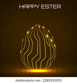 Abstract technology Easter eggs with circuit board. Happy Easter Egg