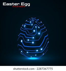 Abstract technology Easter eggs with circuit board. Happy Easter Egg