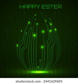 Abstract technology Easter eggs with circuit board. Happy Easter Egg