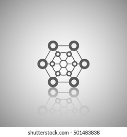 Abstract technology element. Communication element. Science. Hexagon element.