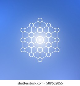 Abstract technology element on a blue background. Communication element. Hexagon element.