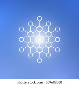 Abstract technology element on a blue background. Communication element. Hexagon element.