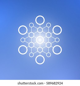 Abstract technology element on a blue background. Communication element. Hexagon element.