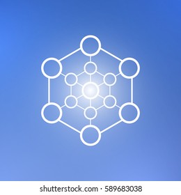 Abstract technology element on a blue background. Communication element. Hexagon element.