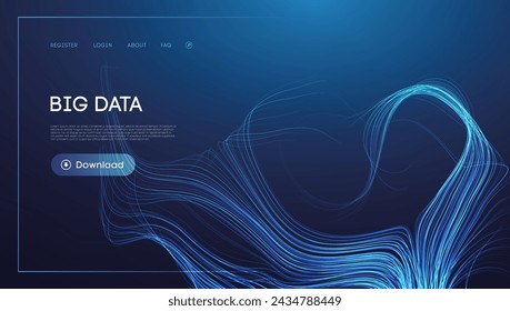 Abstract Technology Flow Design with Blue Wavy Lines