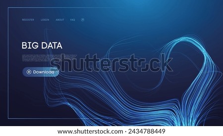 Abstract Technology Flow Design with Blue Wavy Lines