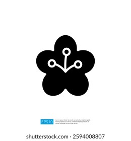 Abstract Technology Flower Icon Representing Digital Connection and Growth in Modern Design with Clean Minimalist Aesthetic